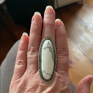 White Stone Statement Ring buffalo turquoise Native American